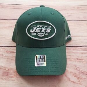 New York Jets Hat Cap Mens Strap Back Green White Adjustable NFL Football Reebok